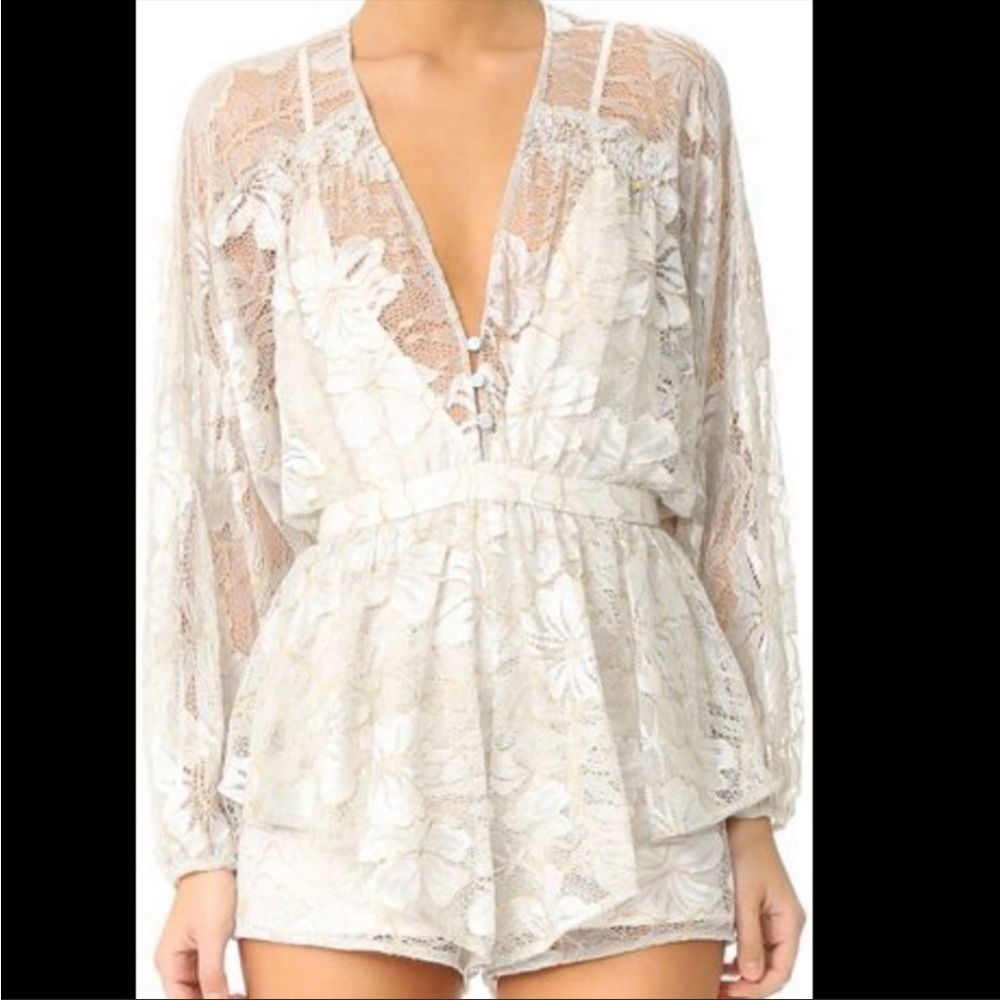 Alice Mccoll Lace Playsuit: gorgeous fine ivory and mint green lace romper!
